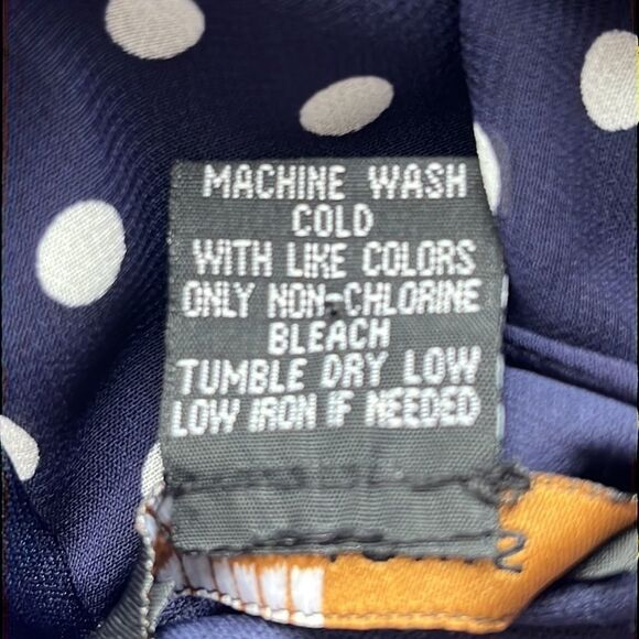 Robert Louis Navy and White Polka Dot Bell Sleeve Dress Size Small - Picture 9 of 11